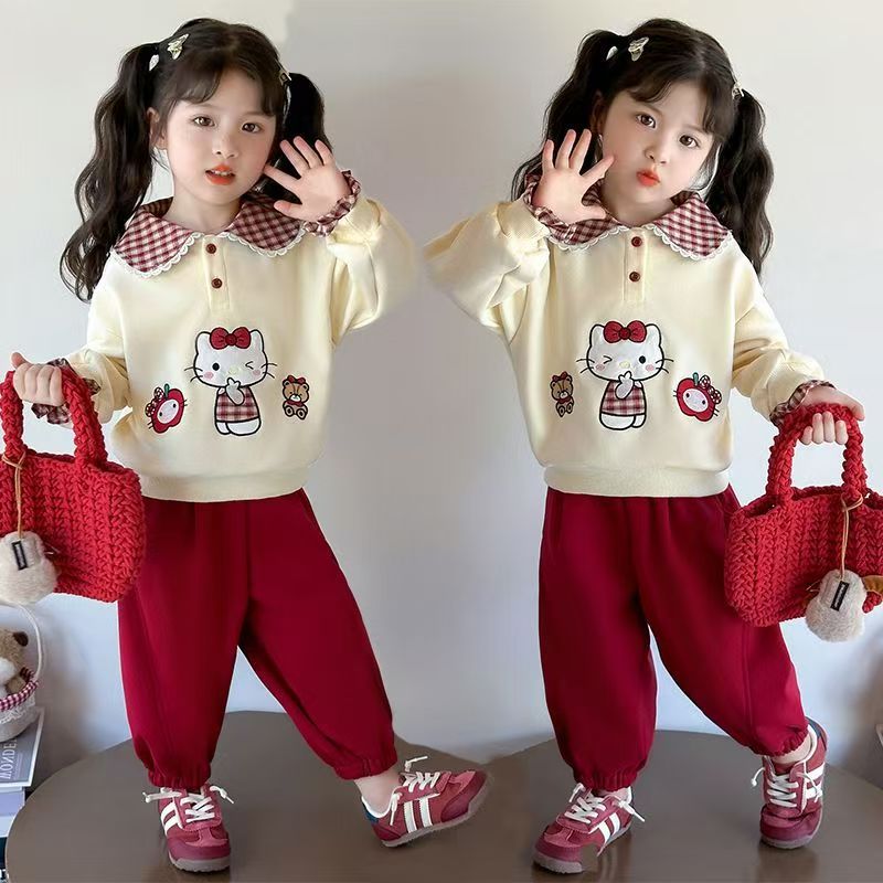女童卫衣套装春秋装2025儿童新款卡通洋气宝宝休闲小孩长袖两件套