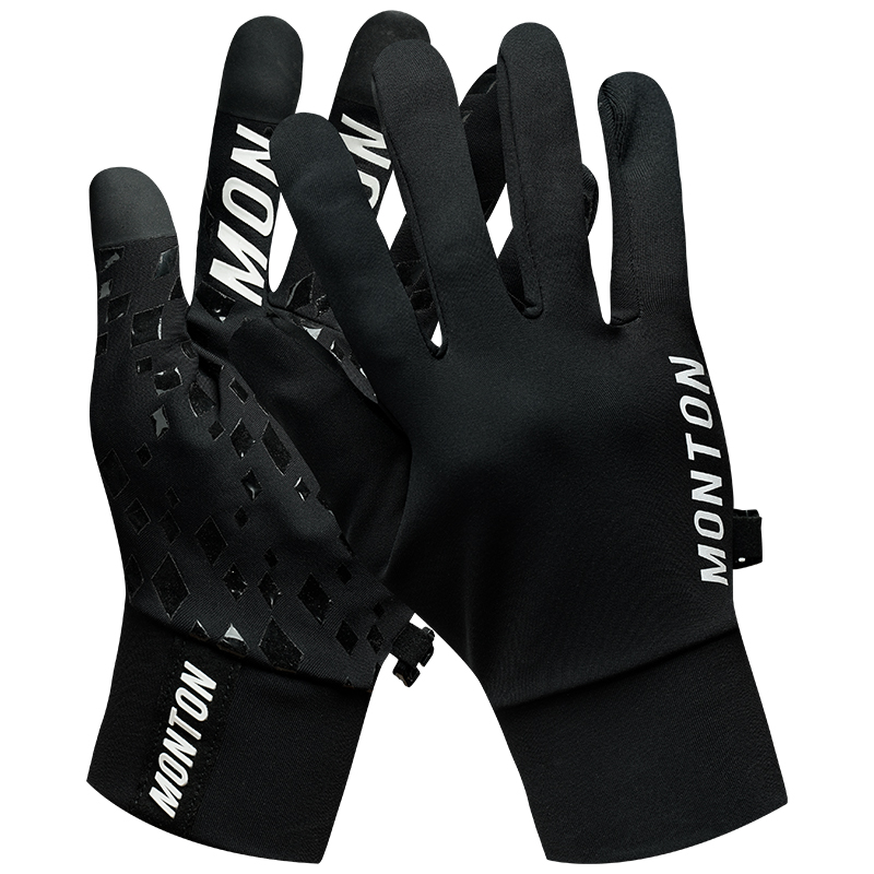 Monton脉腾男女抓绒长指手套边际