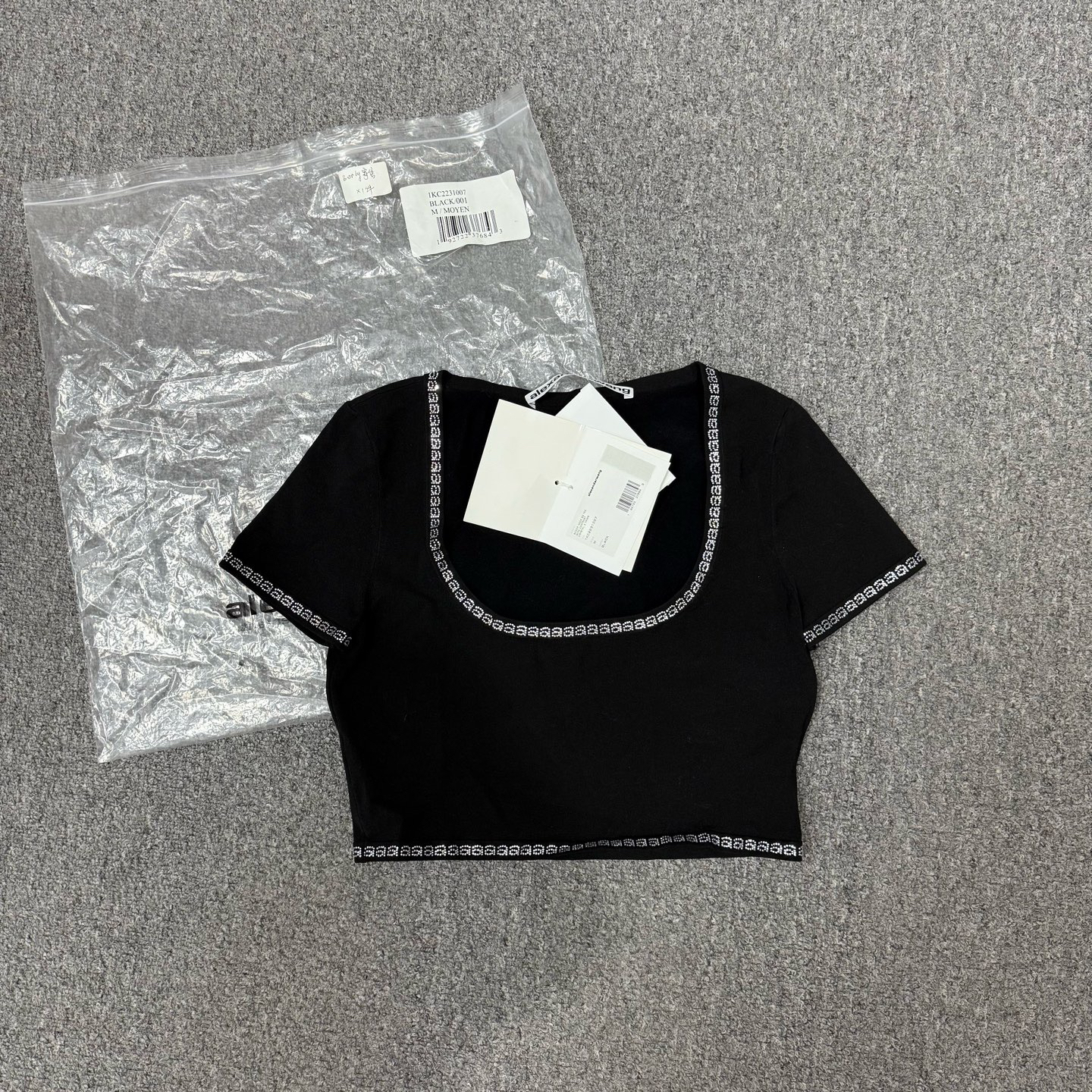 未使用 ALEXANDER WANG 18677301 nz 水钻字母U领上衣 带吊牌M码