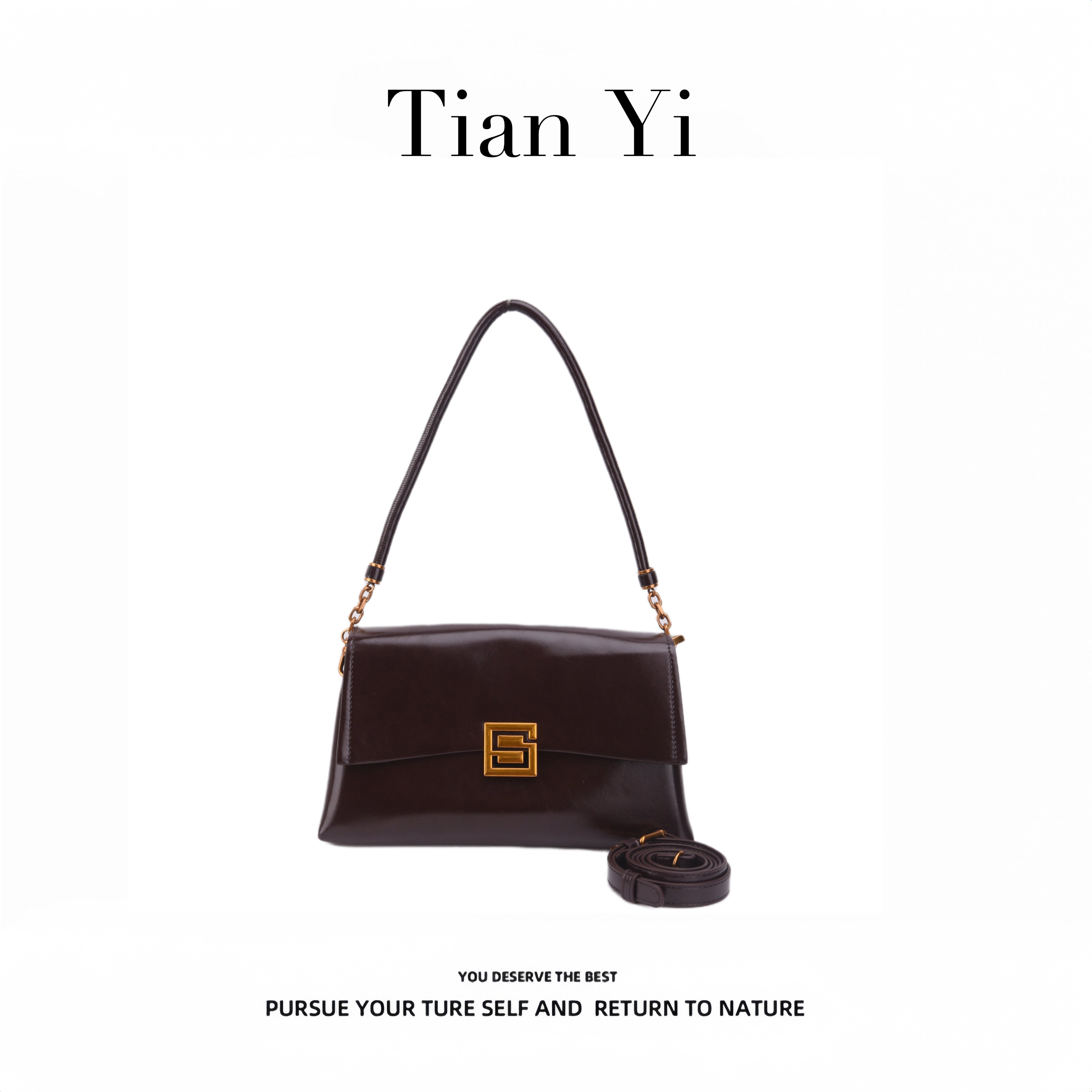 【Tian Yi渠道货】-2025新款轻奢单肩手提斜跨包 9183 咖色