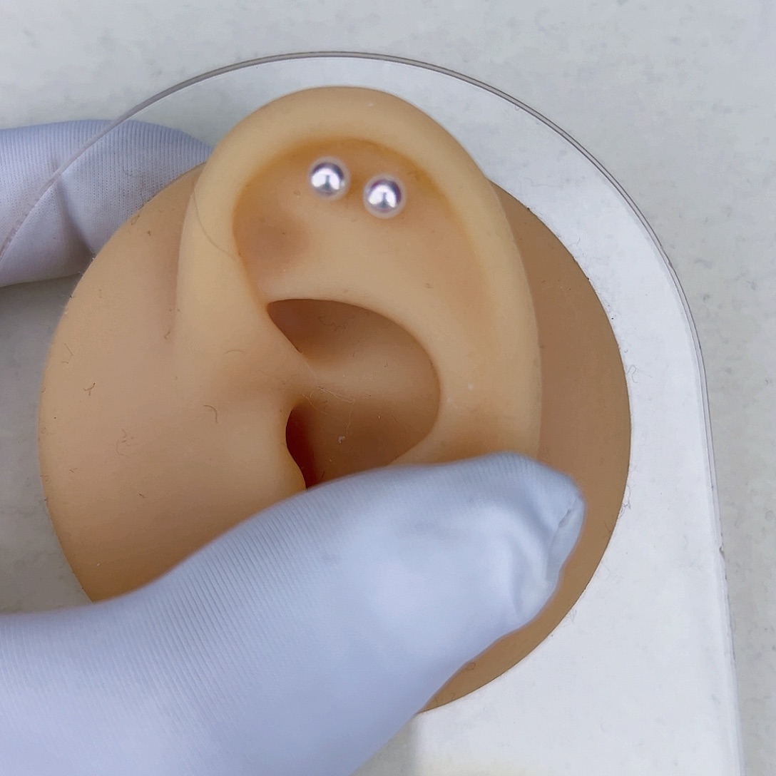 海水珍珠海水akoya天女耳钉3-4mm银S925镶嵌