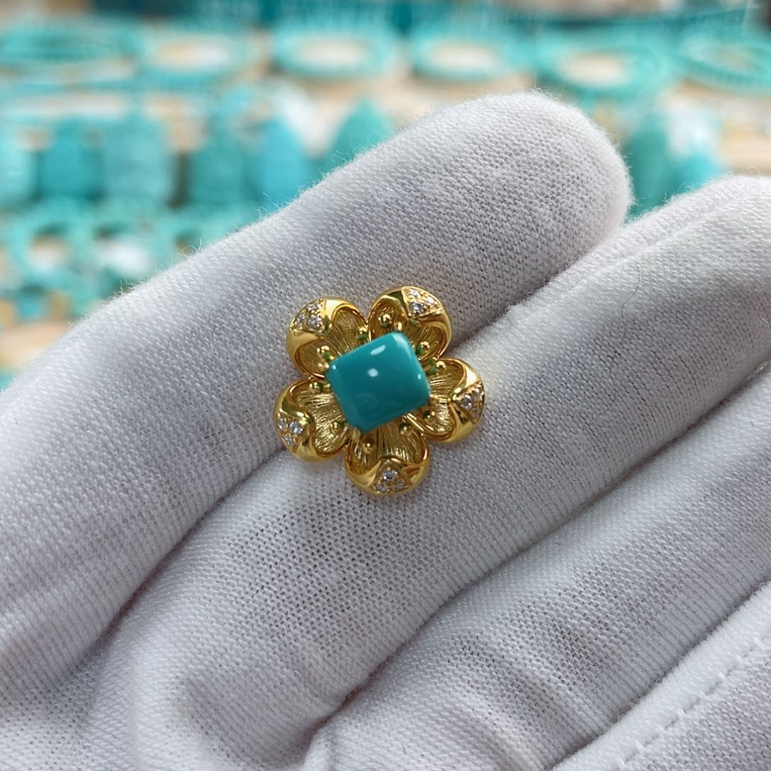 绿松石珠宝奇石18K金镶嵌