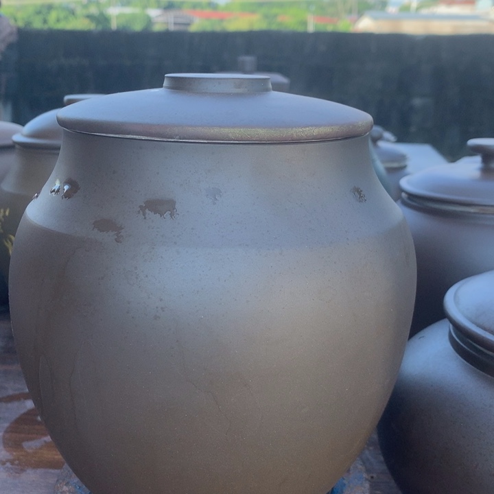 通***菜摆件钦州坭兴陶茶叶罐瑕疵