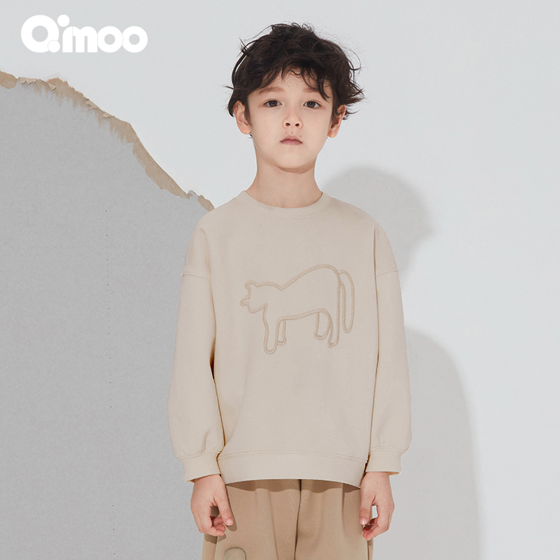 Qimoo/淇木秋季新款男女童休闲童趣圆领长袖时尚套头衫QCL1TC731T