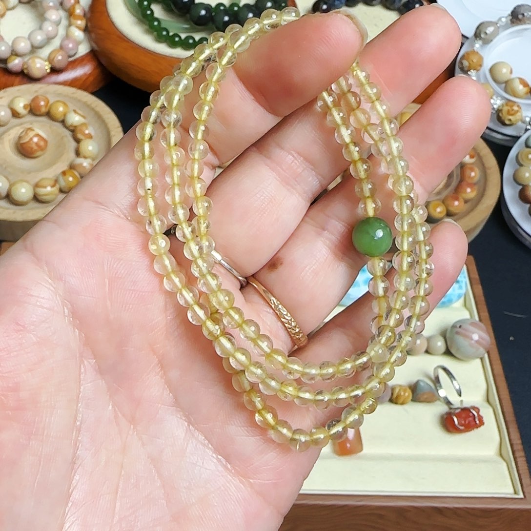 发晶手链未镶嵌黄发晶手串