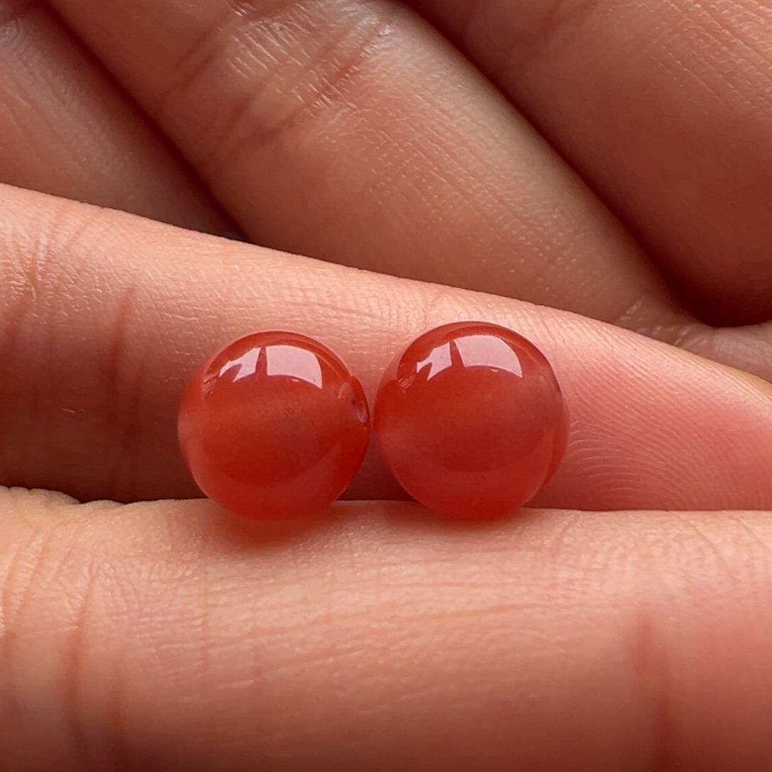 南红玛瑙未镶嵌圆珠8.4对珠