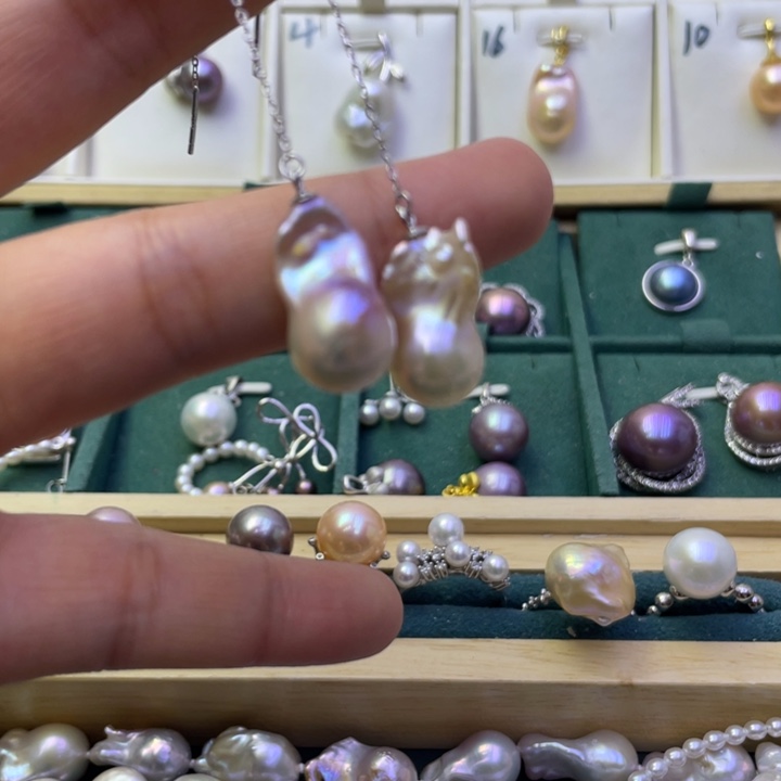 淡水珍珠耳饰银S925镶嵌