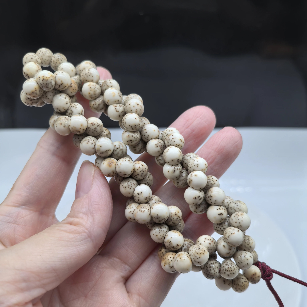 精品海南原生态石玉火烧云卡8蒜瓣肥肠大留白针尖星108佛珠