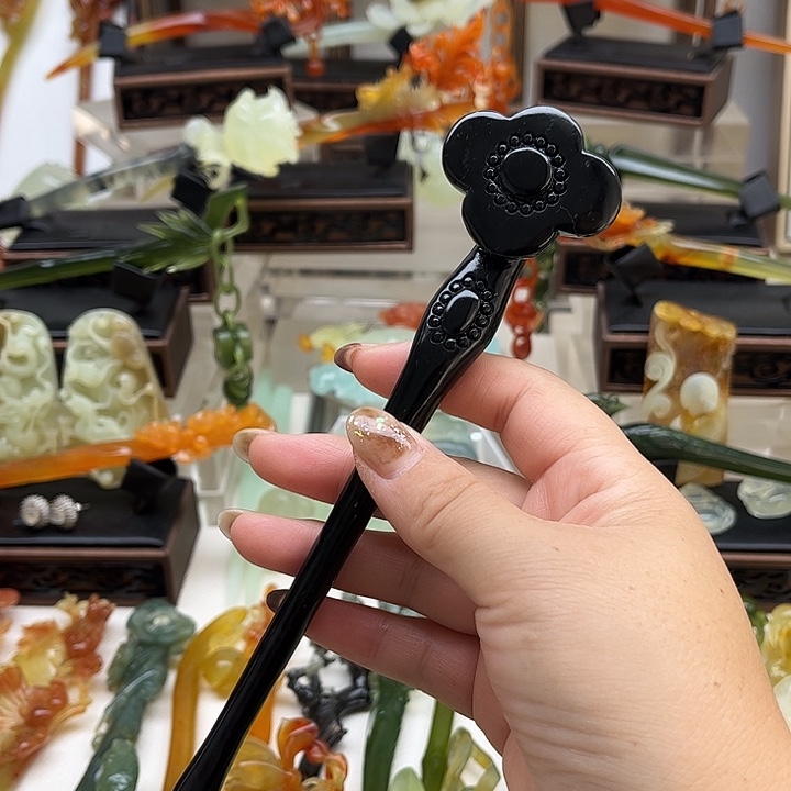 蛇纹石玉岫玉发簪未镶嵌L****a