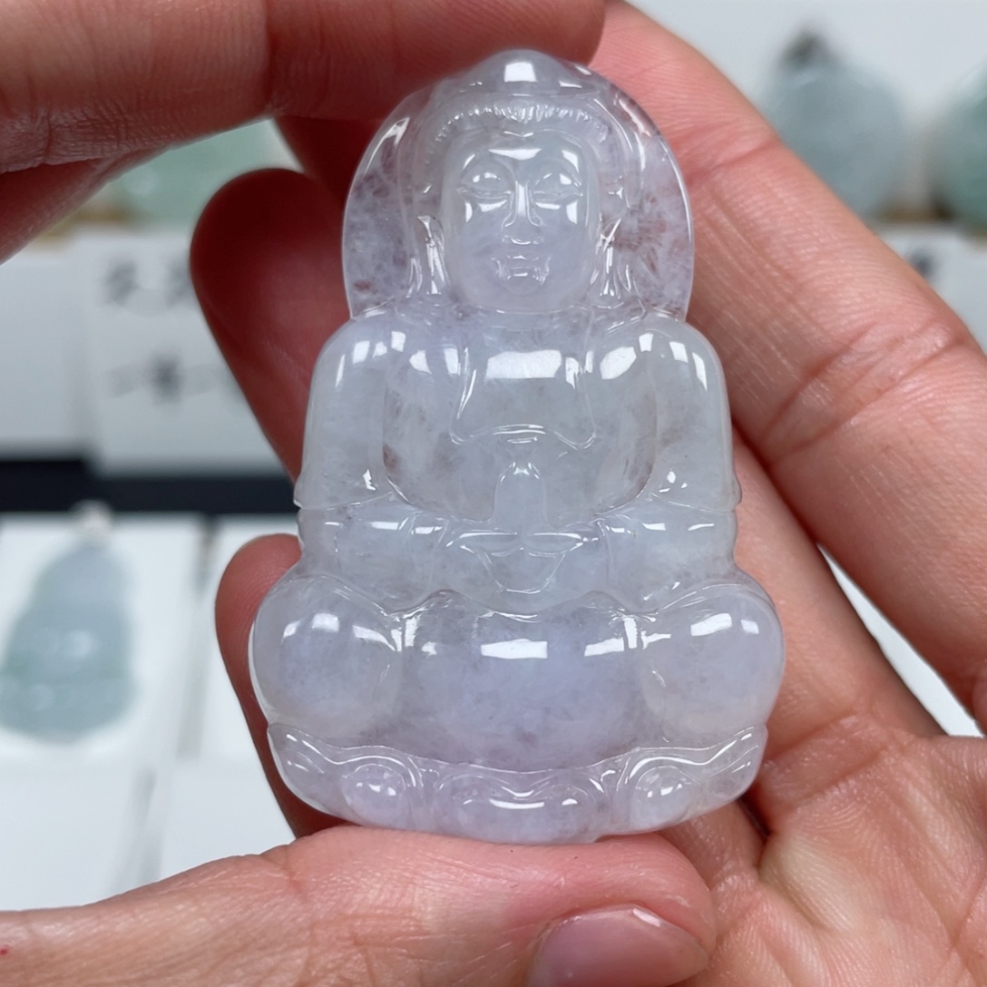 翡翠颈饰未镶嵌天然翡翠A货观音18号