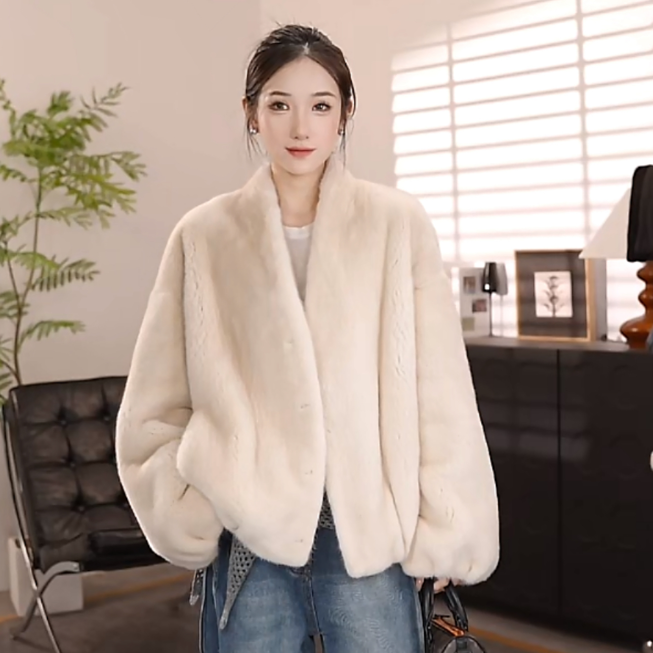 25年新款水貂皮草60衣长短款