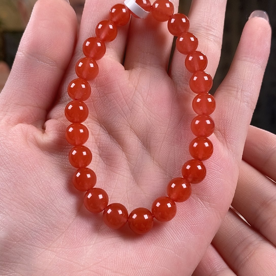 南红玛瑙未镶嵌手串原矿特级冰红7.5mm