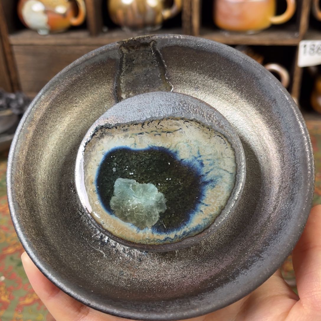 杯柴烧茶器铁胎壶承