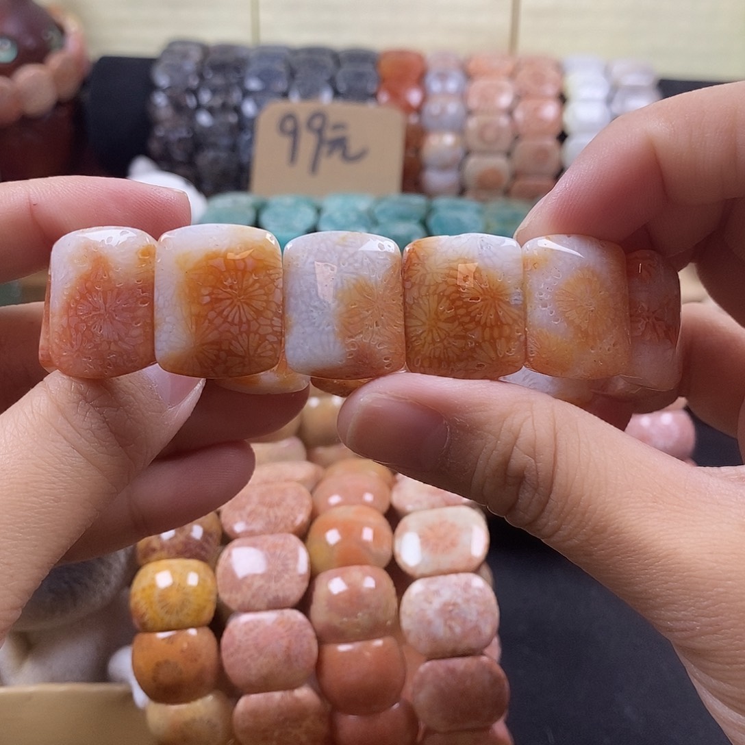 硅化珊瑚（珊瑚玉）未镶嵌手牌 上新20