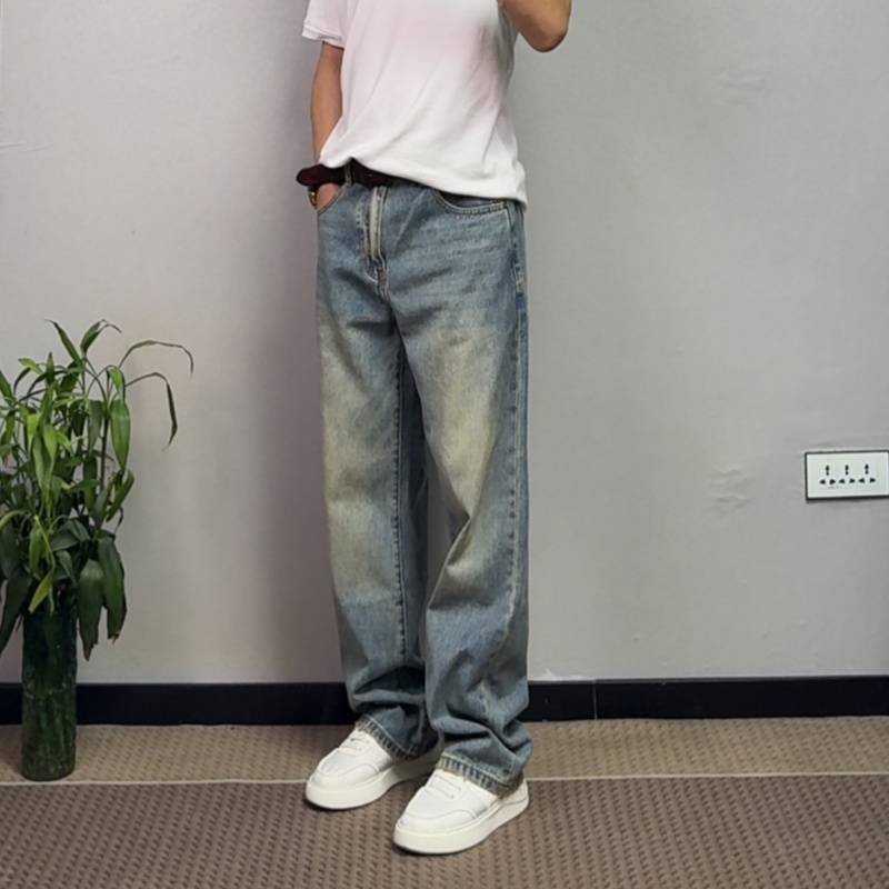 男士直筒牛仔裤复古水洗长裤子时尚百搭高街高品质宽松潮流休闲裤