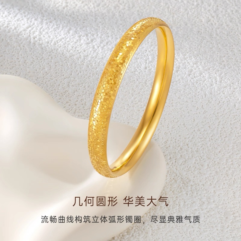 足金999  古法女足金素圈黄金手镯经典百搭