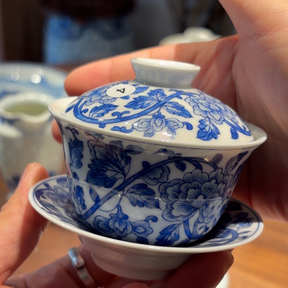 千***然景德镇青花手绘盖碗