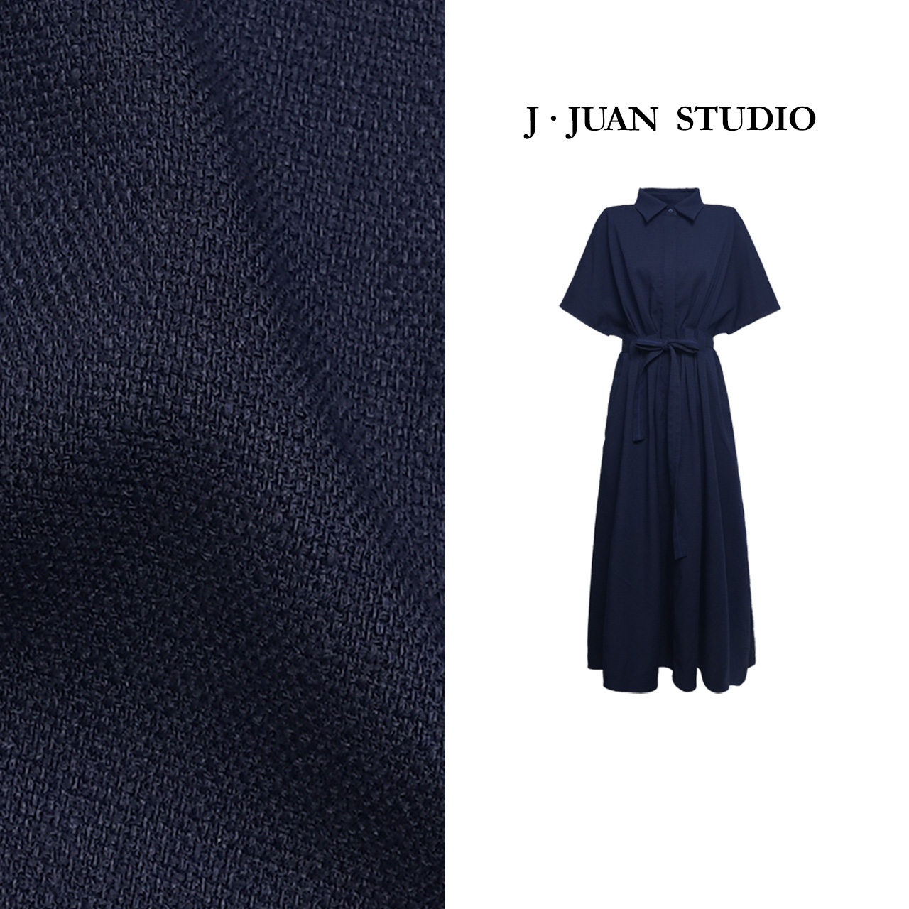 【J.Juan】维也纳-夏季系带衬衫连衣裙高个子女装宽松通勤衬衫长裙