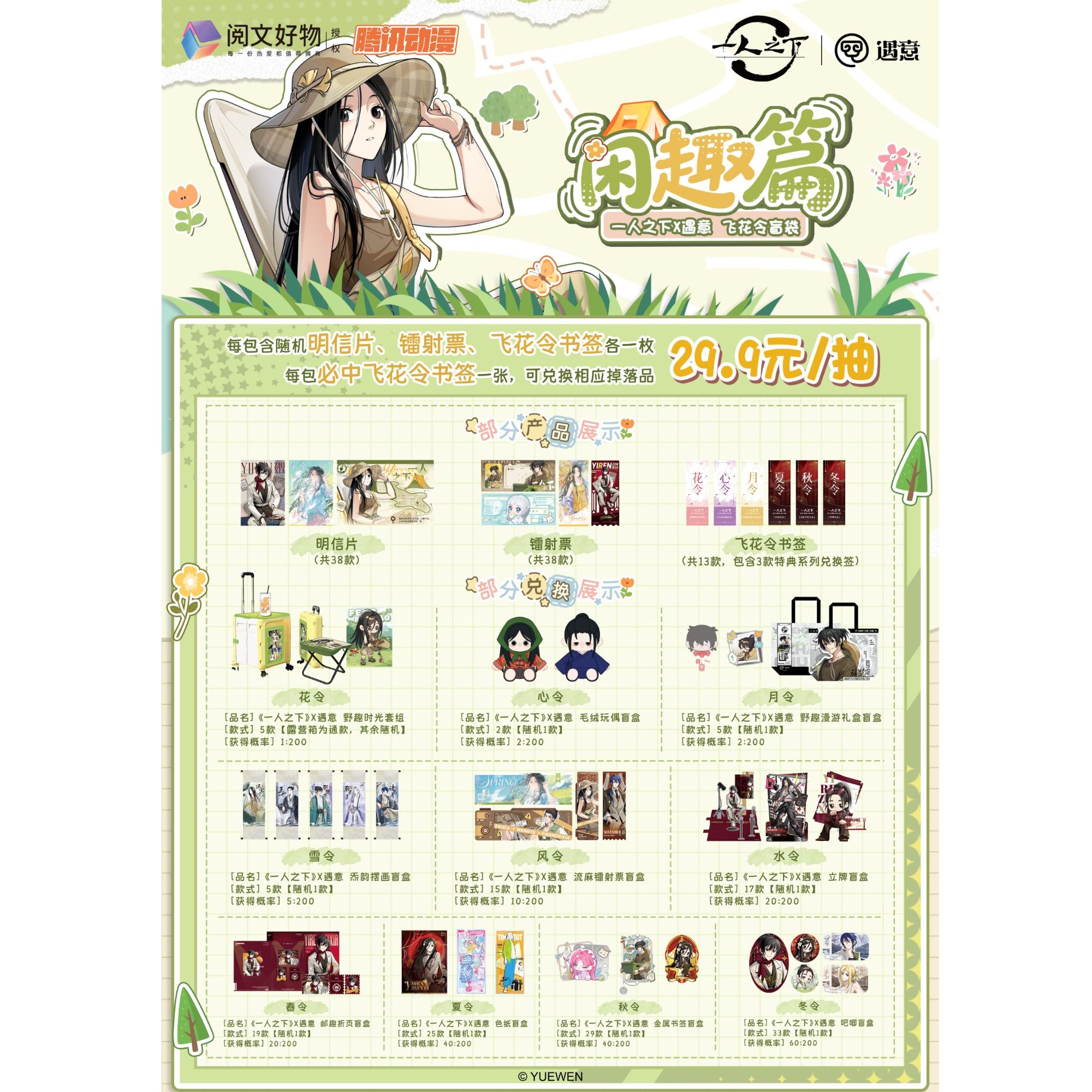 【小天使1】【玩法】一人之下飞花令闲趣篇潮玩内含书签镭射票等