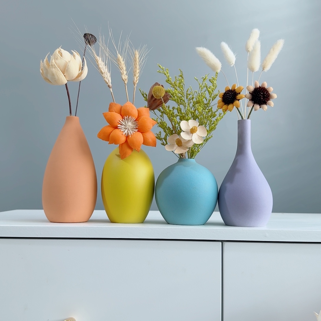 摆件陶瓷花瓶摆件含花总高约20-30cm