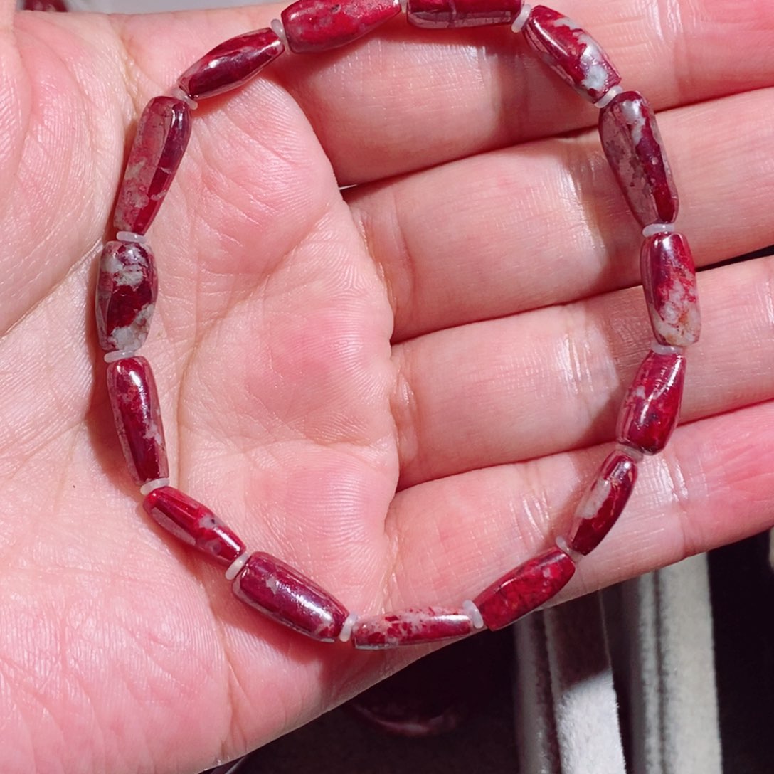 天然辰砂原矿随形手串