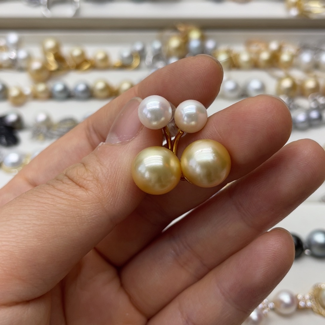 银S925镶嵌海水珍珠耳饰