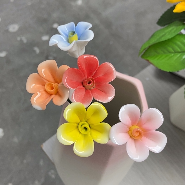 陶瓷手工制作陶瓷花5朵