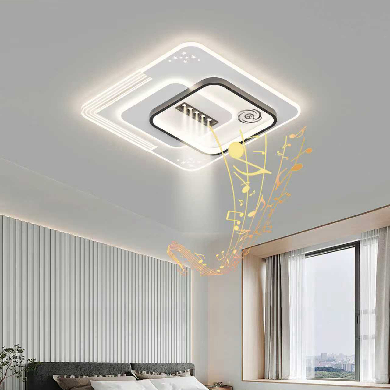 Z-2611新款星空吸顶灯方形圆形灯现代简约带双排射灯智能语音