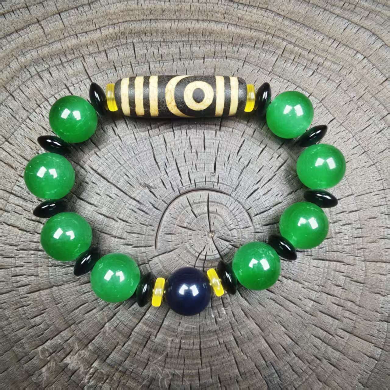 非金属珐琅手链 <米多缘>绿两眼手串（多样性发货）