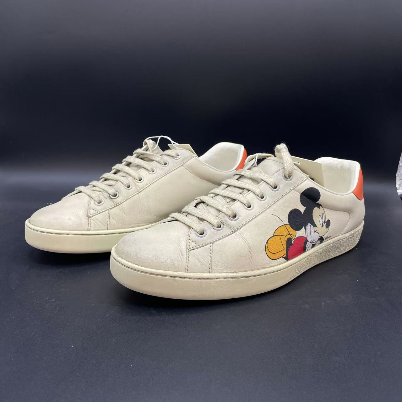 95新 GUCCI/古驰 【聚星福利】米黄色米老鼠板鞋 42欧码 lo020s