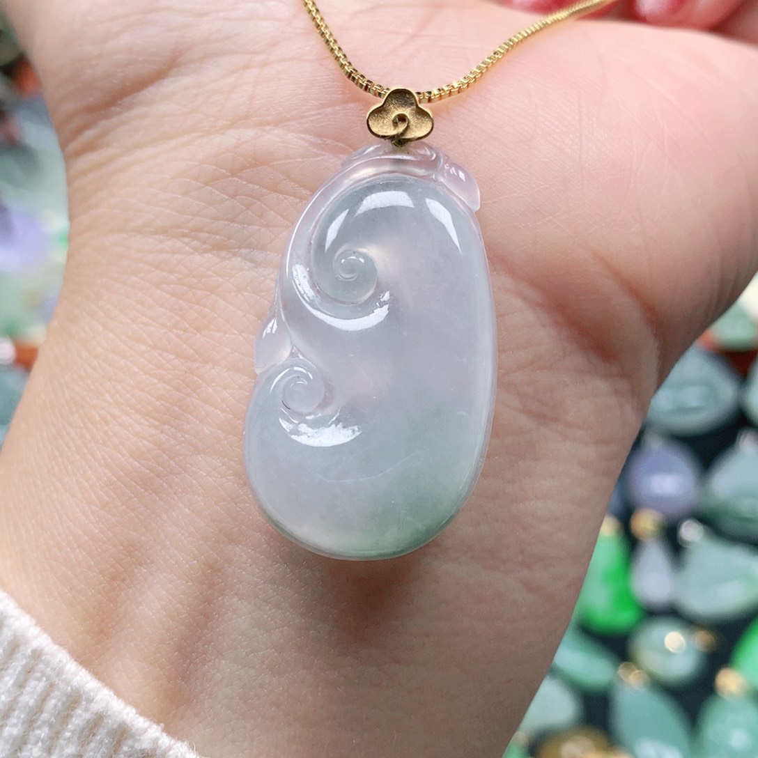 吊坠(不含链)18K金镶嵌翡翠