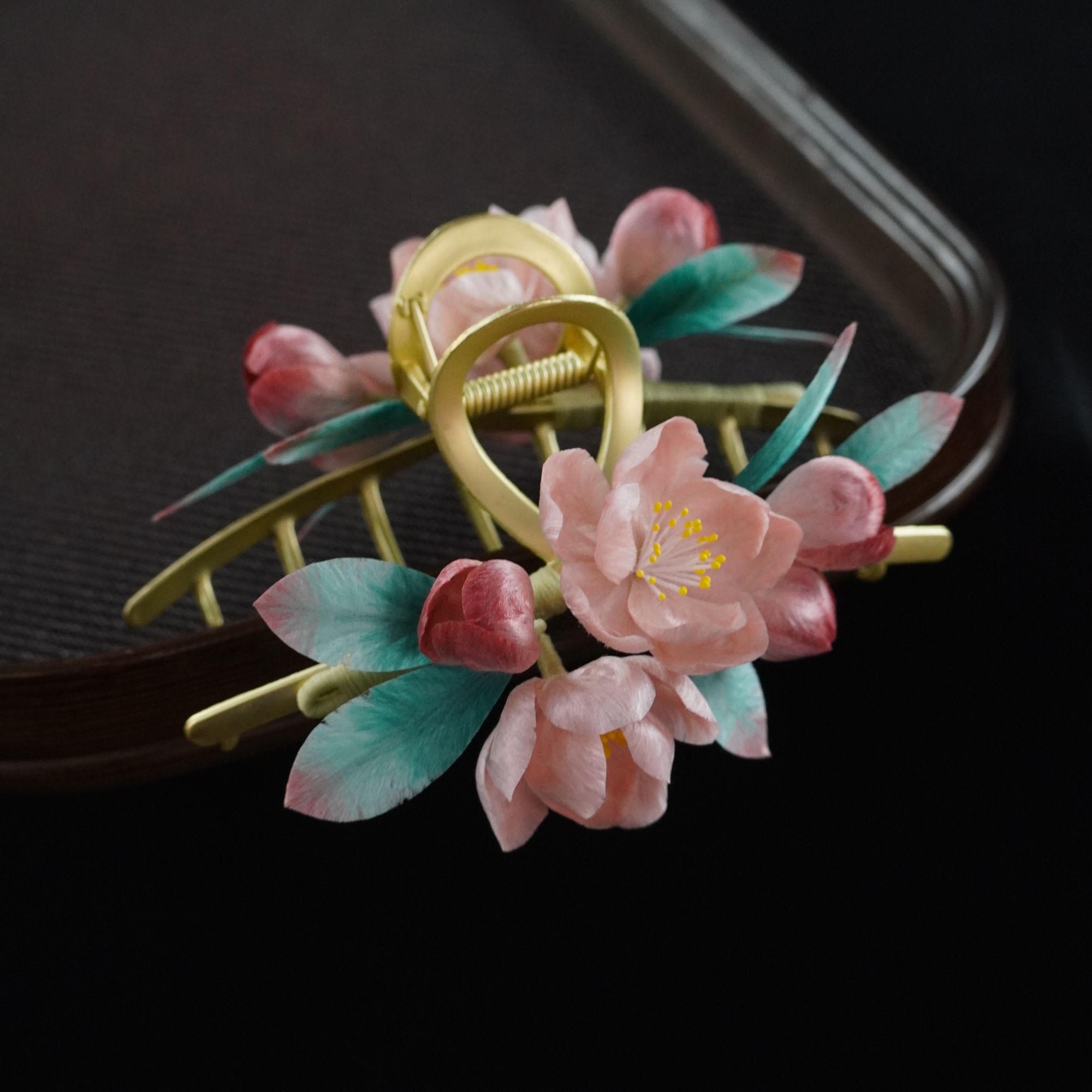 哇塞粉蓝抓夹 清新粉色非遗绒花南京绒花日常旗袍配饰