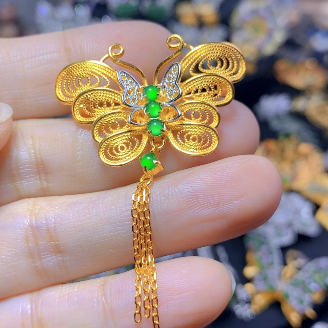 翡翠耳钉银S925镶嵌天然翡翠