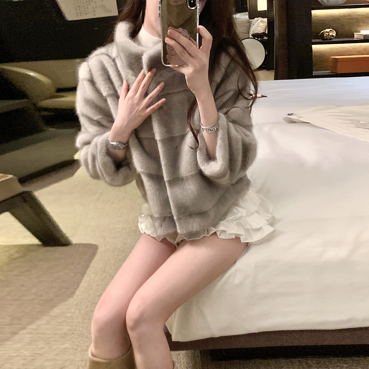 2025冬季新款富贵感仿水貂绒毛毛外套女仿兔毛短款加厚环保皮草冬