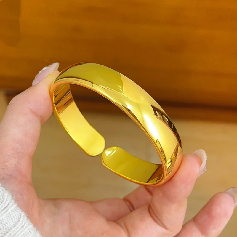 铜合金手镯 10mm实心光面开口轮胎手镯节日礼物送妈妈送礼物