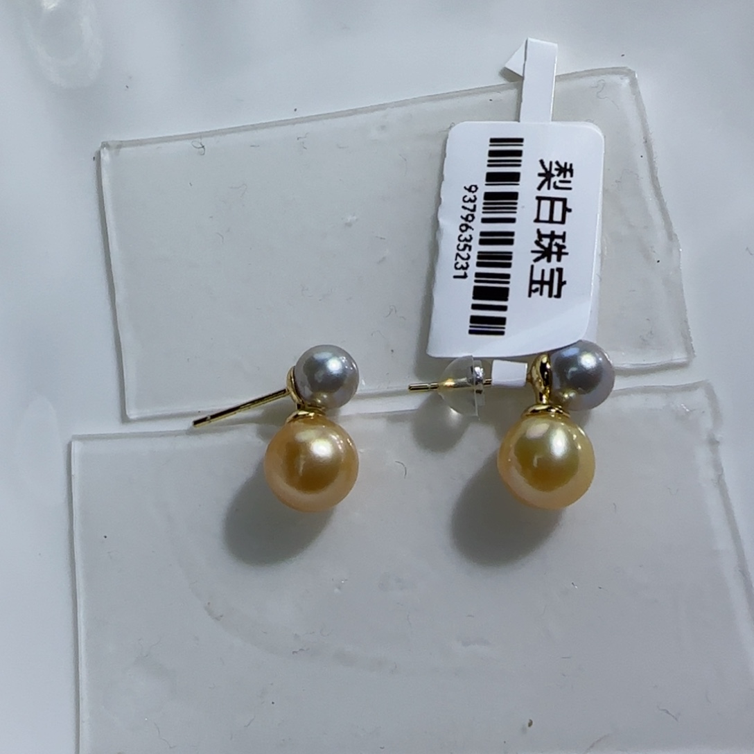 海水珍珠耳饰银S925镶嵌