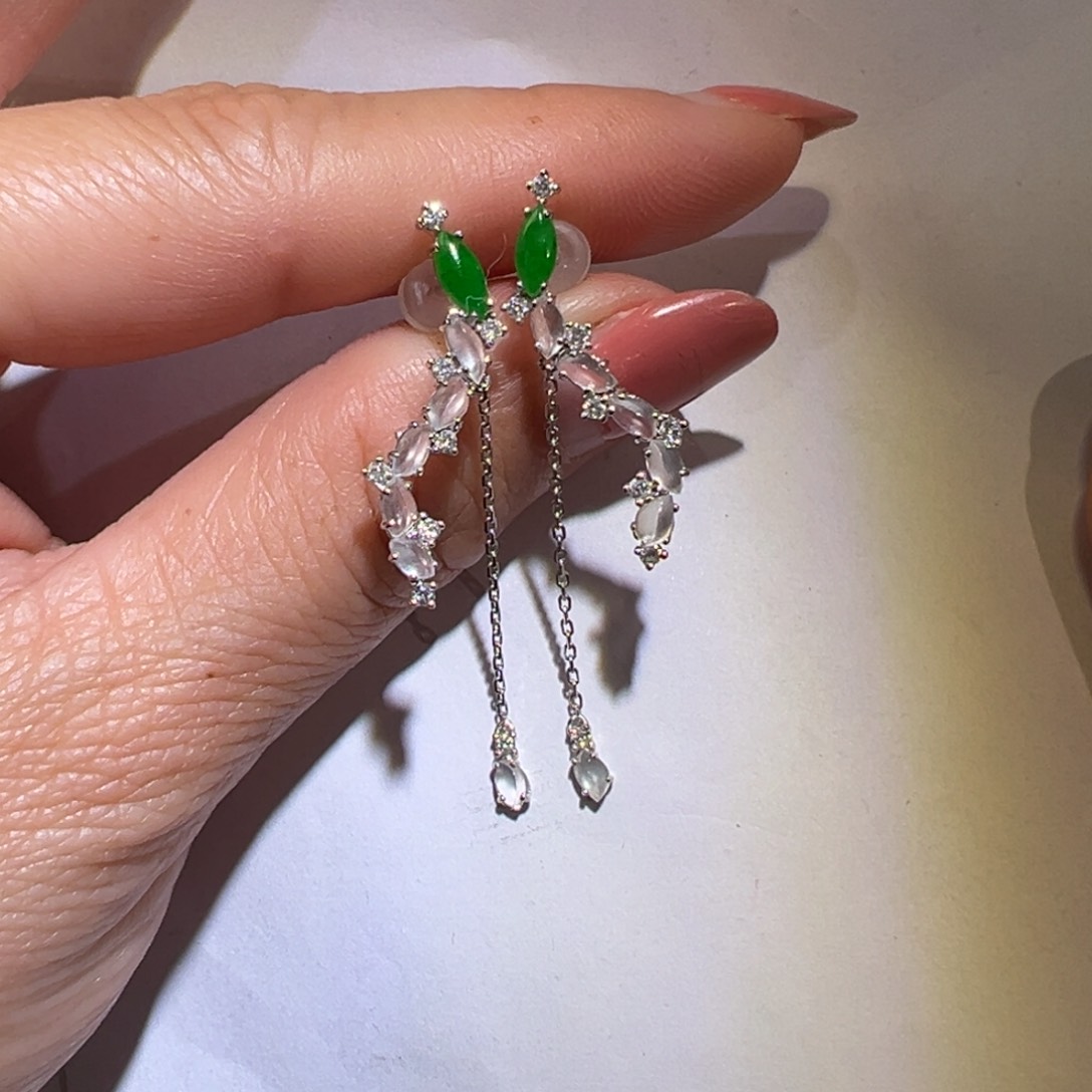 翡翠颈饰18K金镶嵌耳环