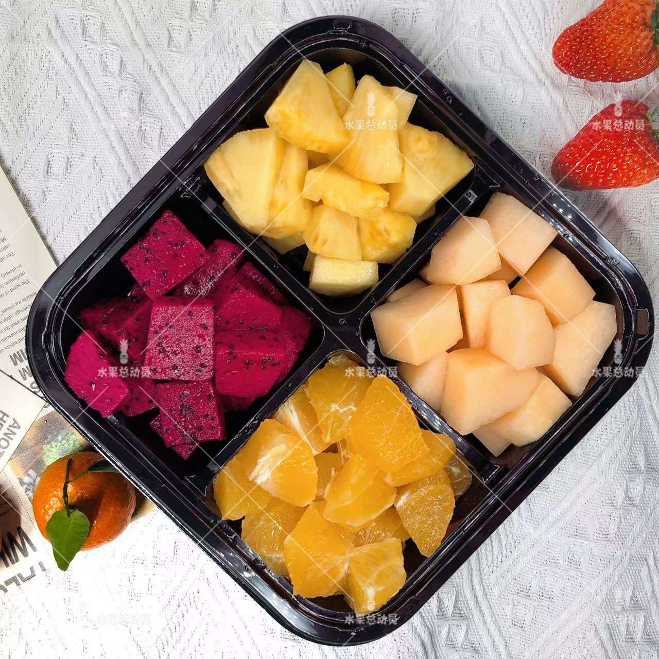 果切鲜果切 四拼随机水果一份 约600g鲜果切同城