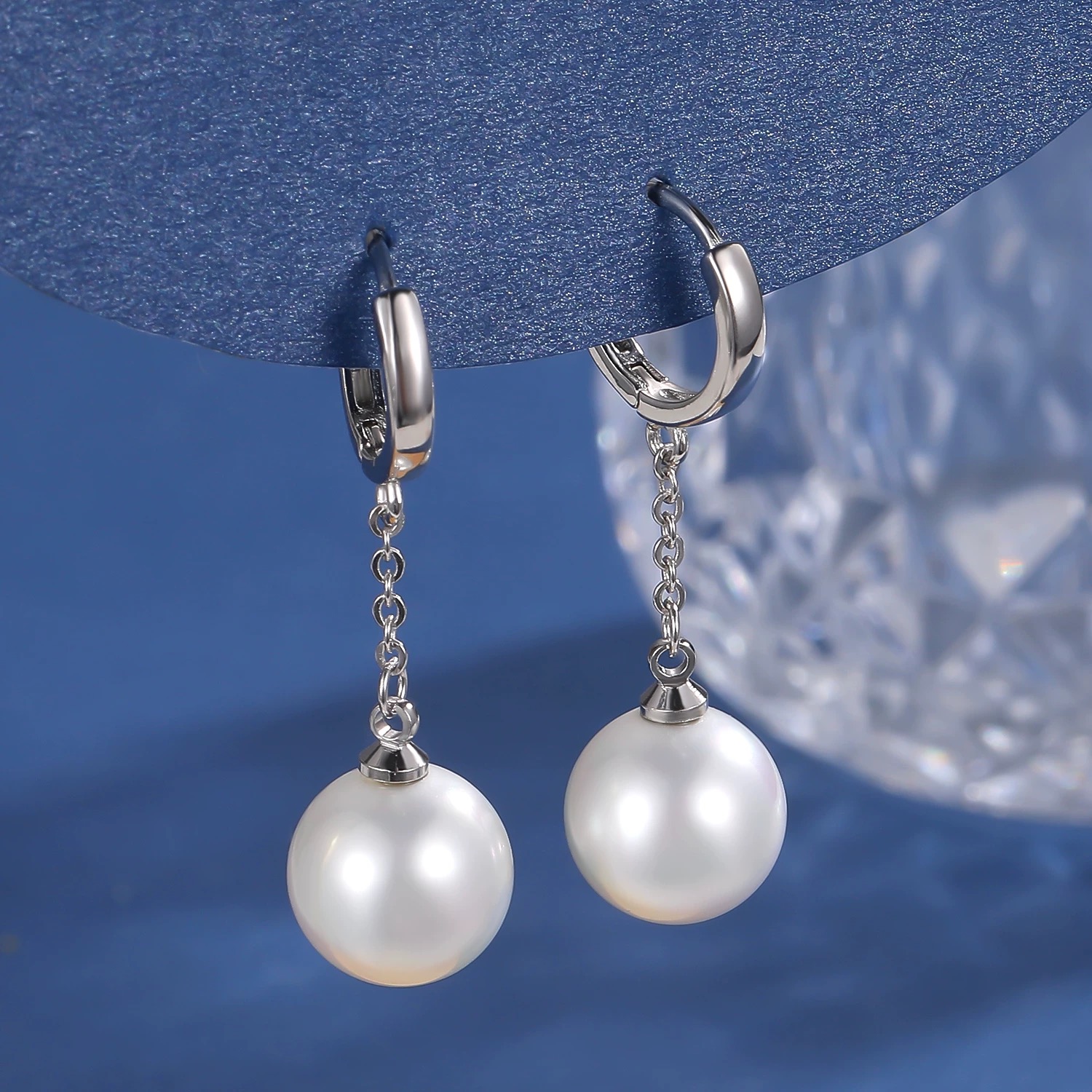 铜合金合成锆石耳饰  [珠光] 2025秋冬珠珠流苏时尚感银色耳环430