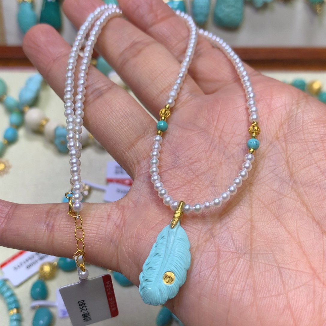 绿松石项链18K金镶嵌