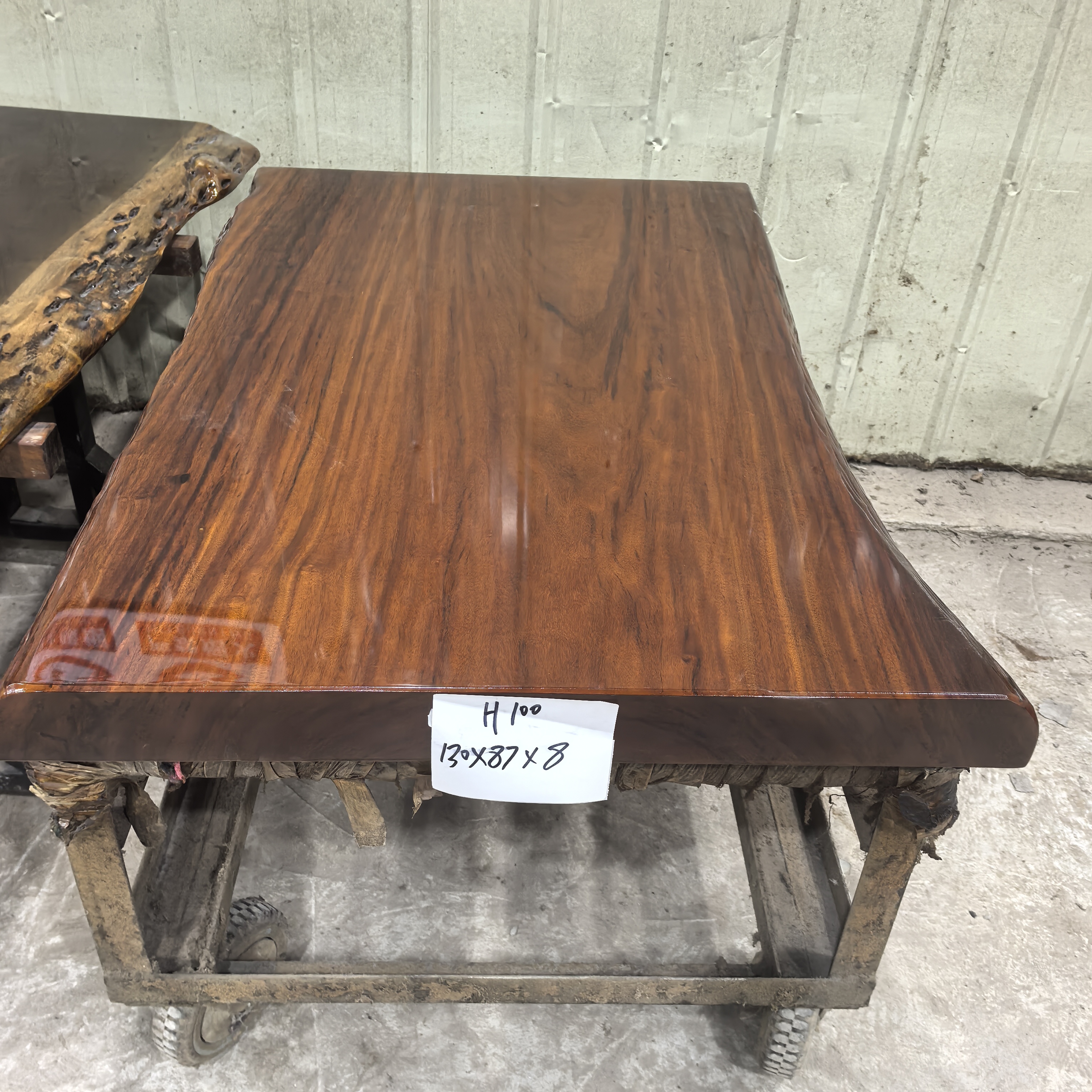 刚果原木整切大板桌茶桌办公桌自然之美整木整切