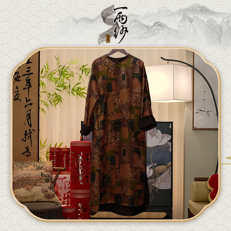 【高定缎●百家香】238850桑蚕丝重缎香云纱连衣裙长袍新中式60
