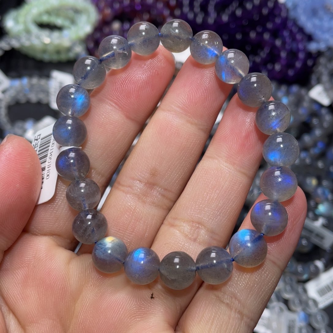 拉长石手链未镶嵌捡漏款拉长石手链9.5m