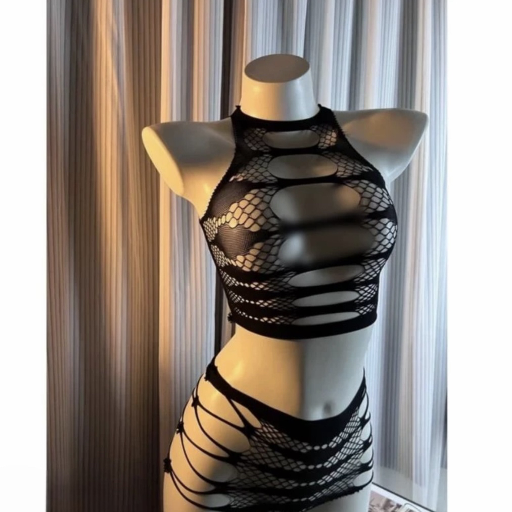 【嘶嘶乐】镂空分体两件套可撕网衣情侣约会战衣