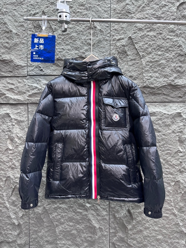 2026冬季新款彩虹条高端亮面连帽国标白鸭绒羽绒服加厚外套情侣款