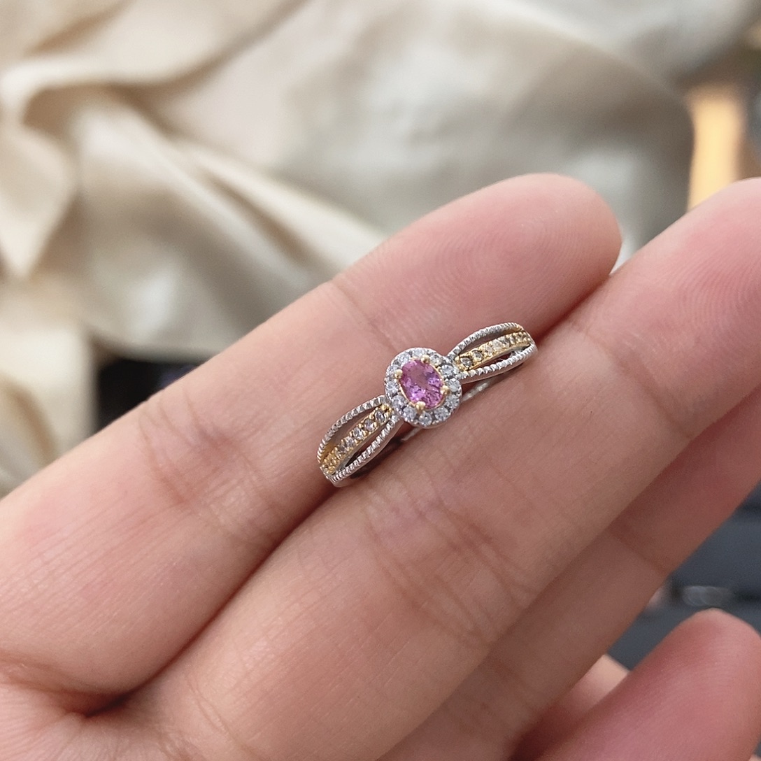 戒指彩色蓝宝石银S925镶嵌