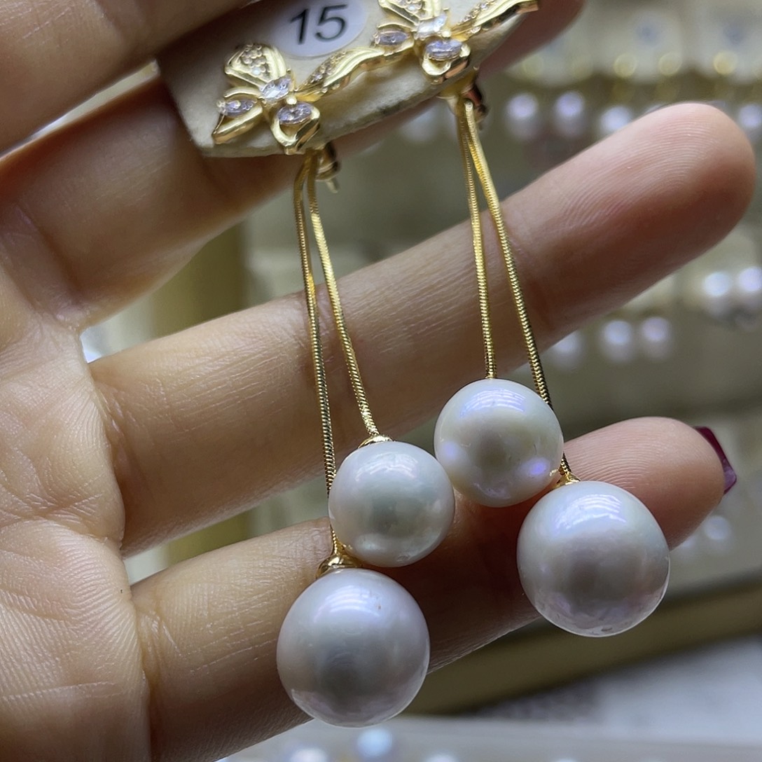 淡水珍珠耳饰银S925镶嵌