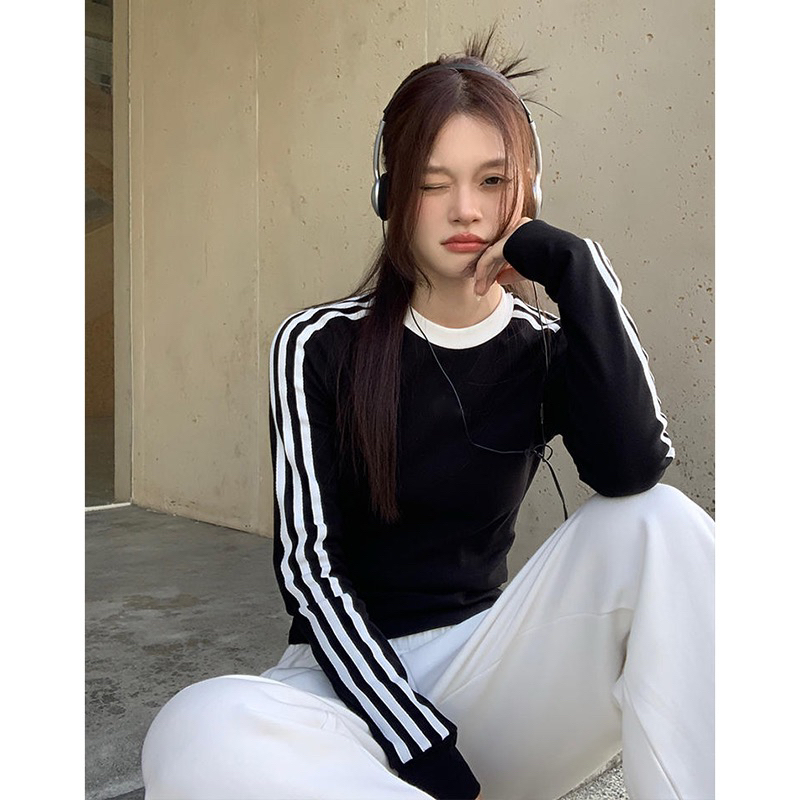 圆领长袖打底衫女220g修身型秋季设计感修身T2307
