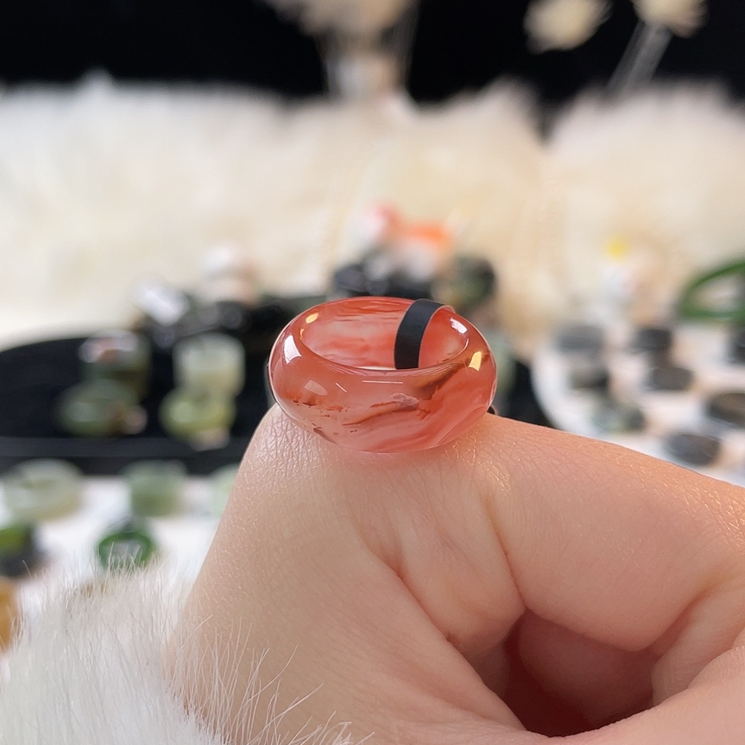 和田玉未镶嵌戒指k90 西瓜汁墩墩15.2mm