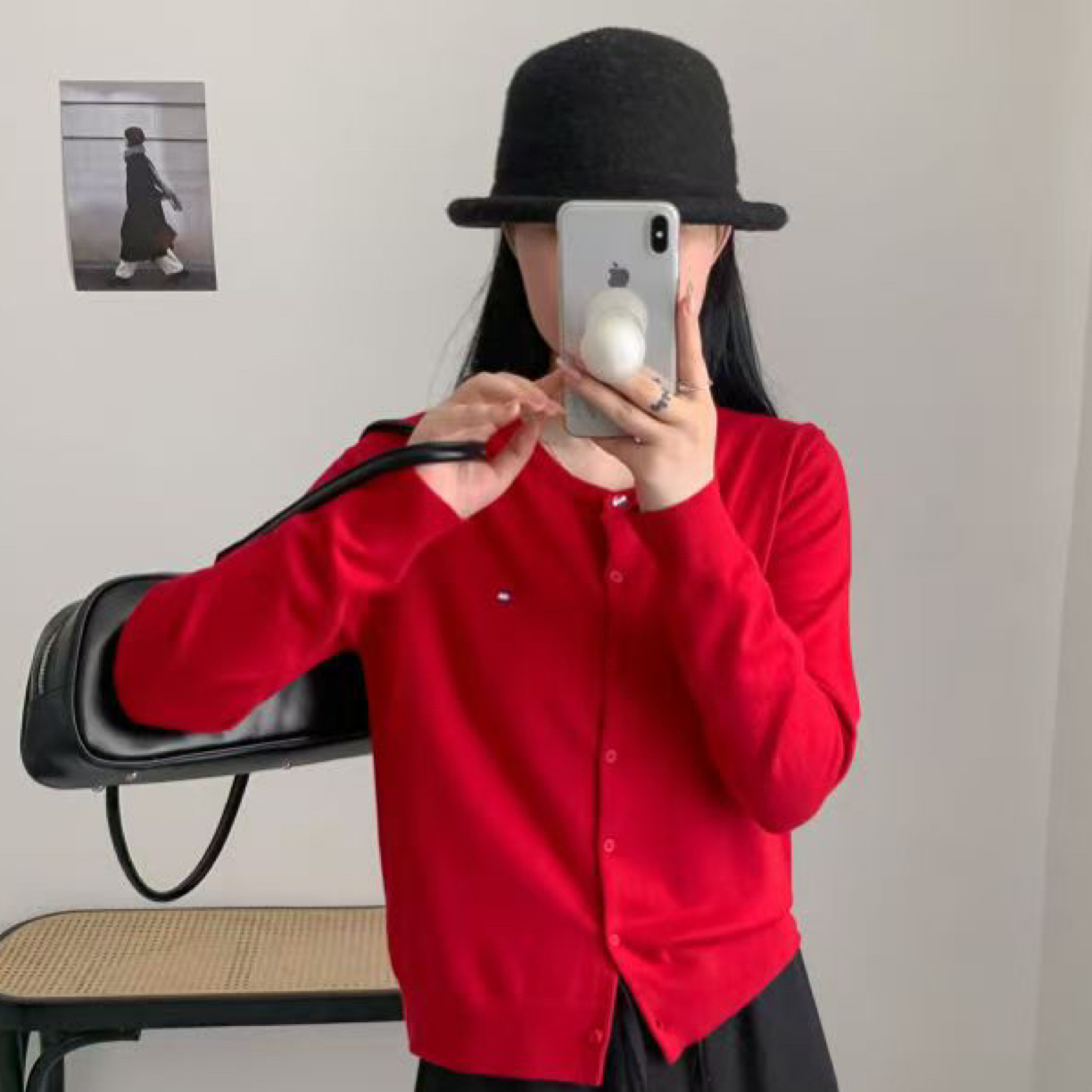 常规款针织女圆领开衫款毛针织衫保暖落肩袖休闲风